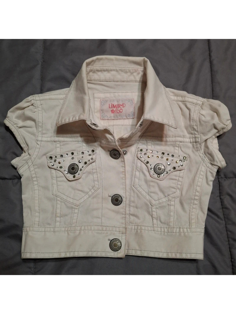 Summer ready Y2K! Limited Too Studded Denim Vest – Rhinestone Detail size 6/7